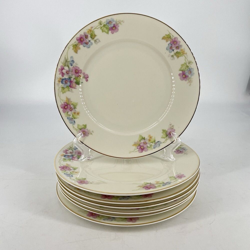 Set of 7 THUN Bohemia Springtime Floral Salad Plates 8” Porcelain Czechoslovakia